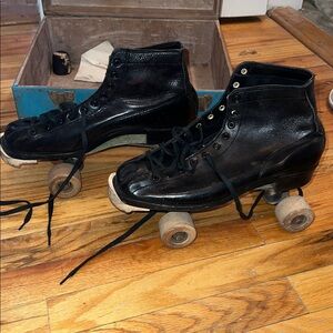9 1/2 mens Vintage Hyde Chicago Roller Skate Co Black Leather Skates